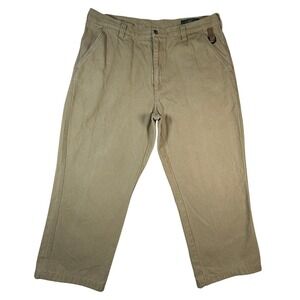 VTG Orvis Mens Khaki Canvas Work Pants Straight Leg Utility Trousers Tan 38 X 28